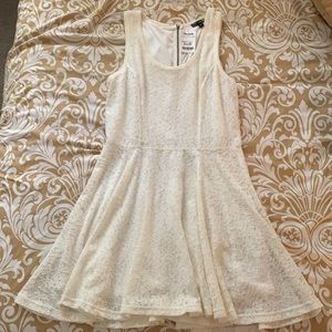 Floral Lace Dress with Flare Skirt